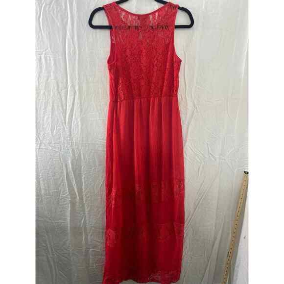 Y2k Wet Seal Lace Dress Red Boho Chic Maxi Dress Size Large Bodycon - Picture 6 of 10